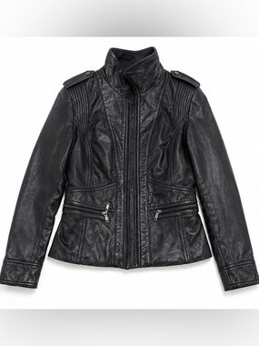 Kenneth Cole Reaction Women's Black Faux Leather Moto Jacket